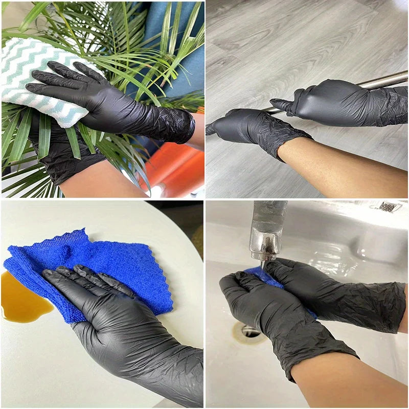 Black Nitrile Disposable Gloves – Professional-Grade Gloves for Salons and Barbers (100/50/20 PCS)