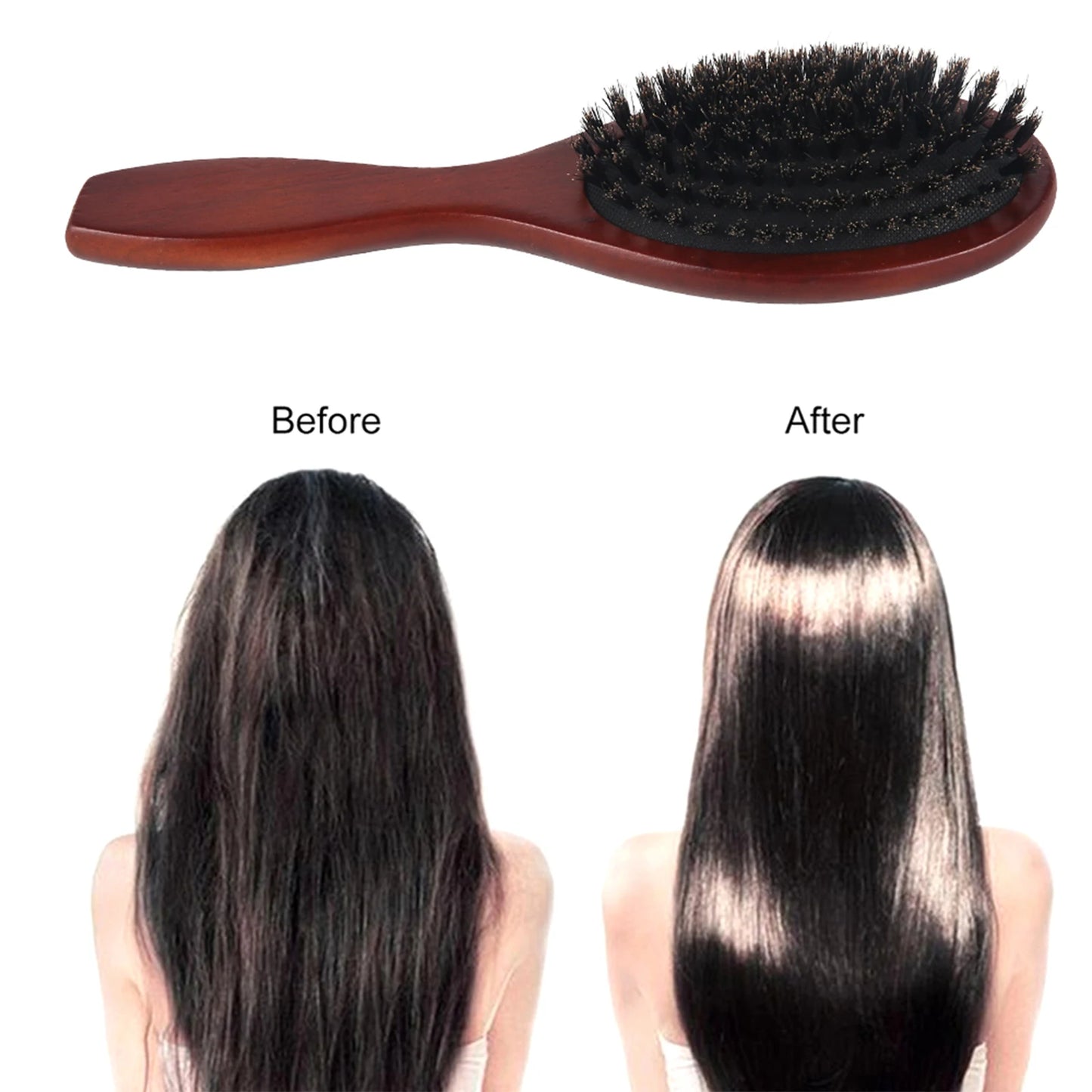 Boar Bristle Hair Brush with Wooden Handle