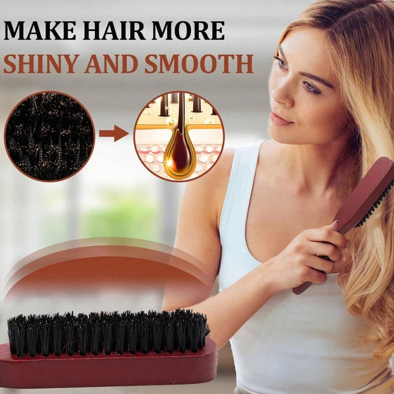 2-Piece Anti-Frizz Hairbrush Set – Wooden Handle Scalp Massage for All Hair Types