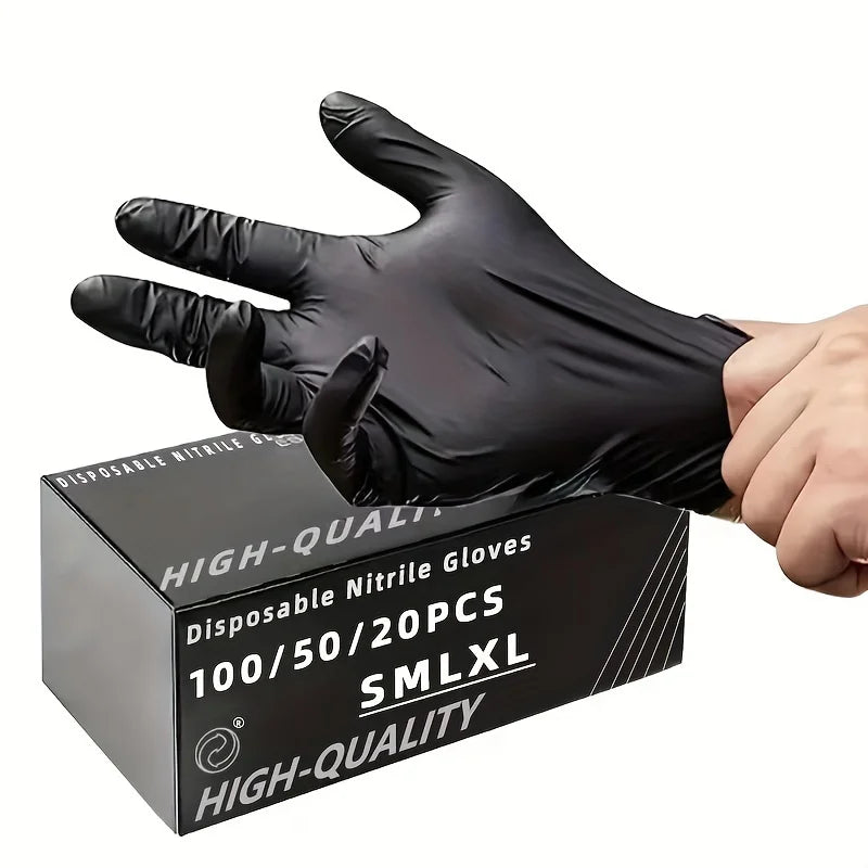 Black Nitrile Disposable Gloves – Professional-Grade Gloves for Salons and Barbers (100/50/20 PCS)