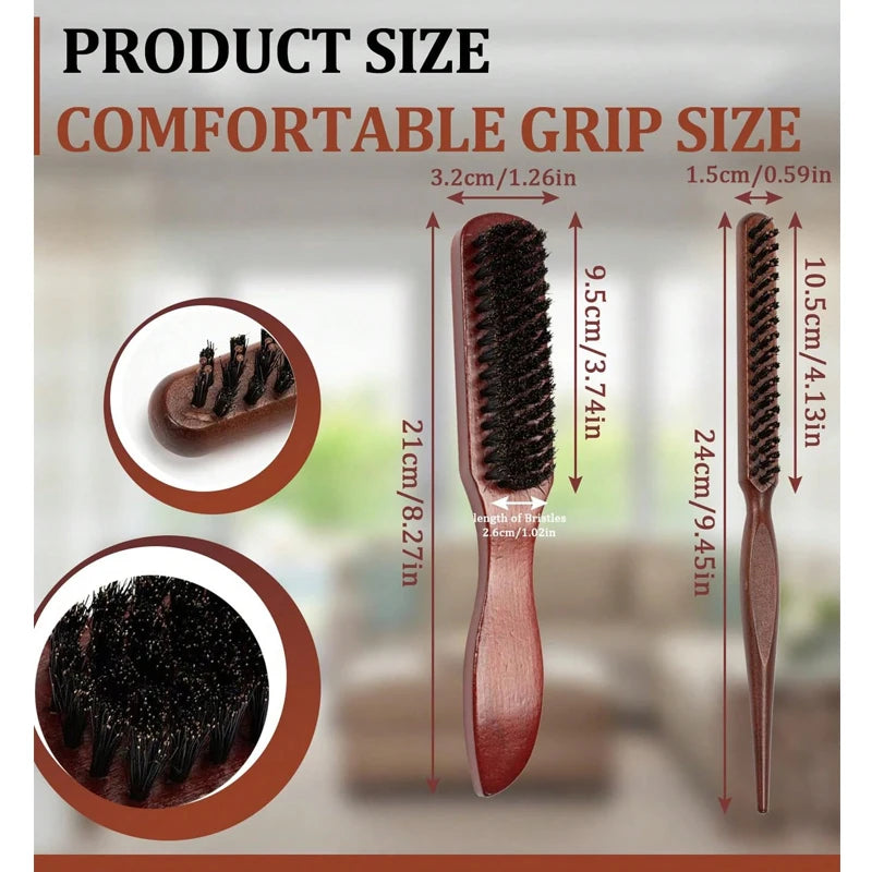 2-Piece Anti-Frizz Hairbrush Set – Wooden Handle Scalp Massage for All Hair Types