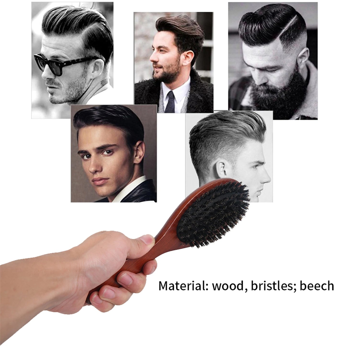Boar Bristle Hair Brush with Wooden Handle