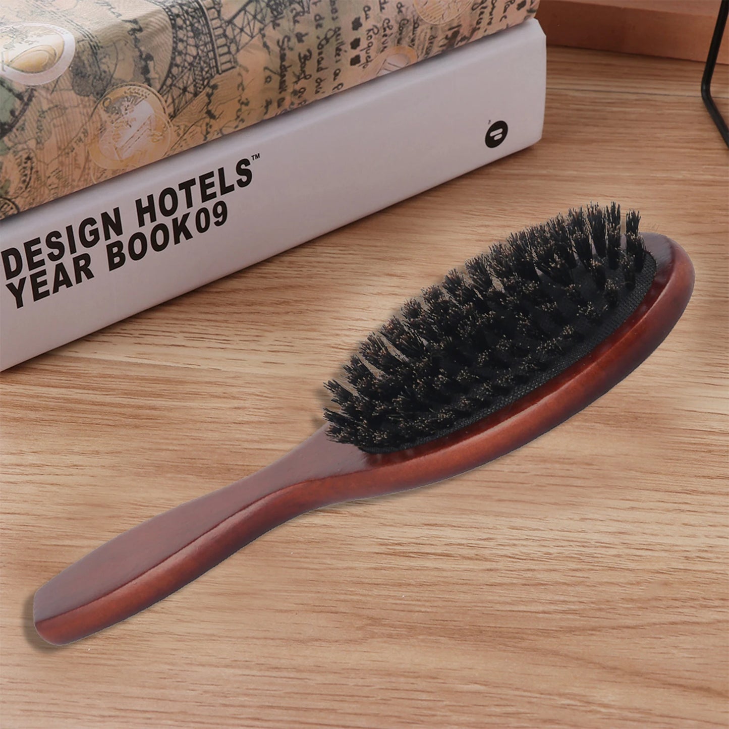 Boar Bristle Hair Brush with Wooden Handle